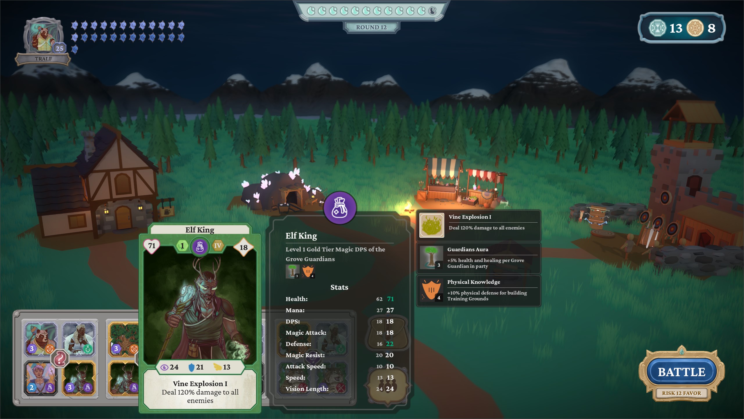 Elf King card reveal in a round 12 town in Claw and Conjure
