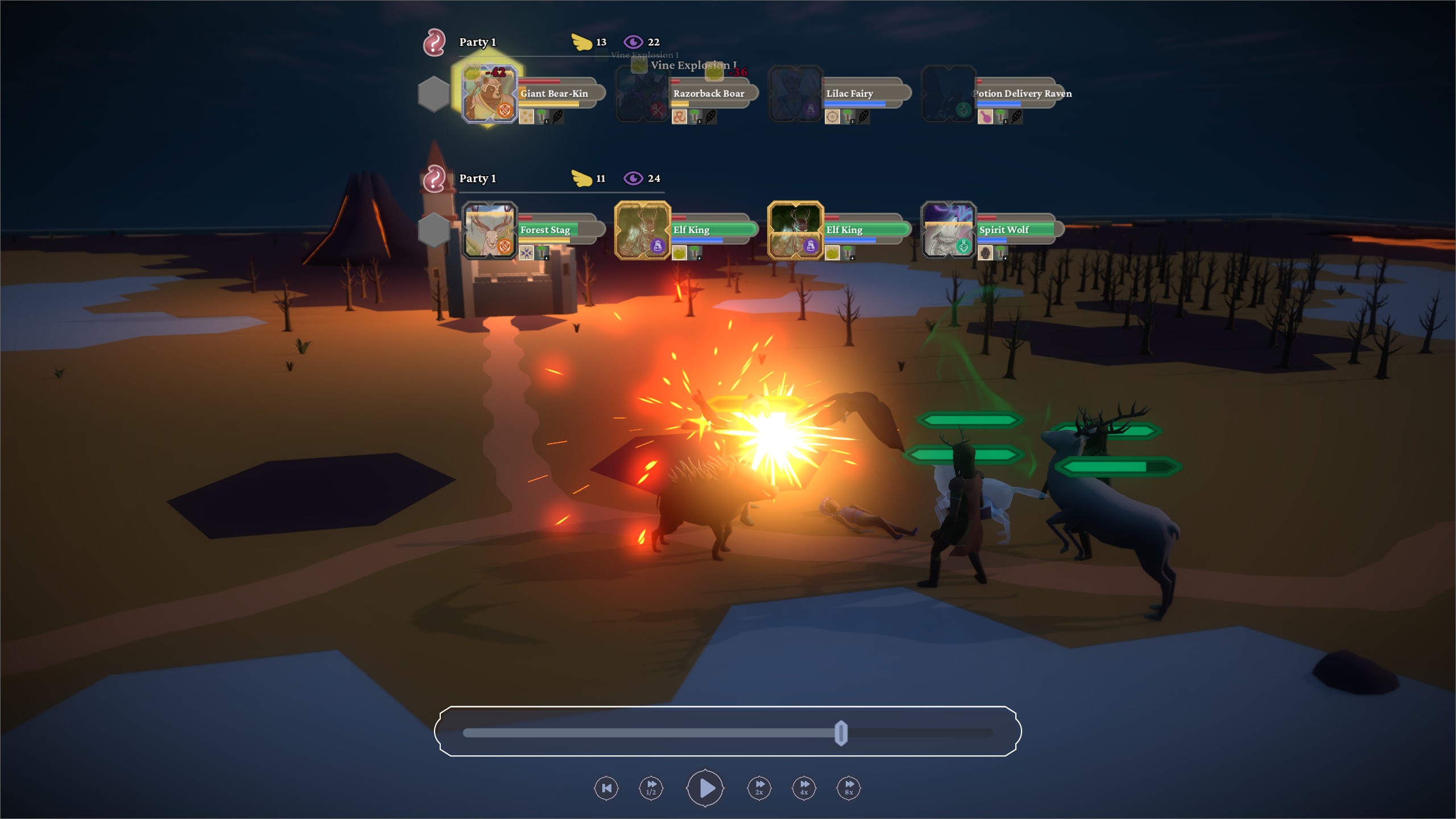 Lava explosion during a sandbox battle in Claw and Conjure